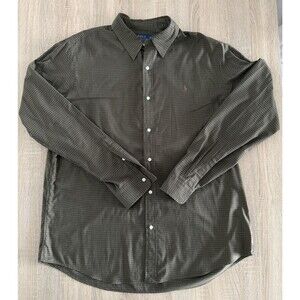 Ralph Lauren Shirt XXL  Brown White Colorblock Stripes Button Down Long Sleeve